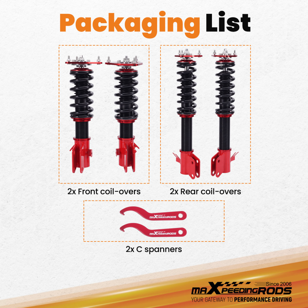 4x Coilovers compatible for Subaru Impreza WRX & STi (GDA/GDB) 2000-2007 Suspension Struts